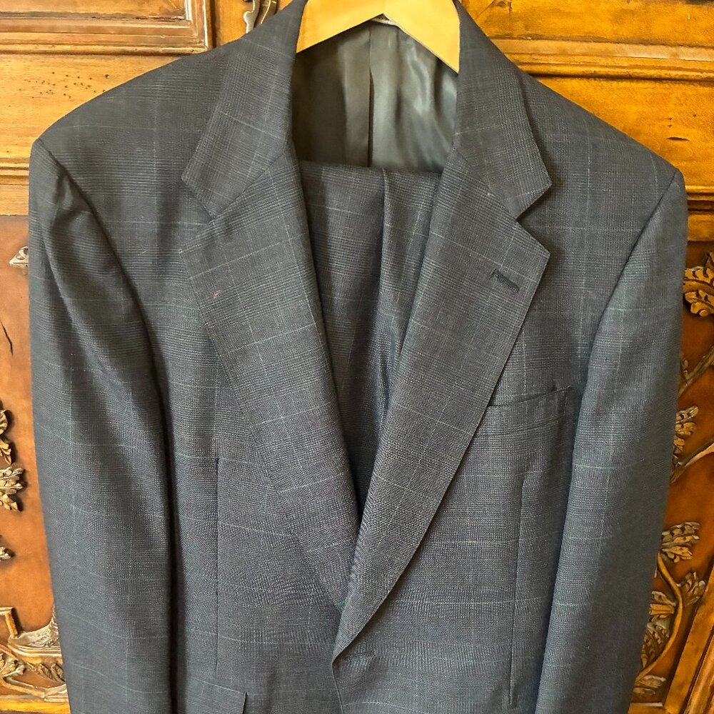Vintage Austin Reed Ayrshire Mens Gray Glen Plaid Suit 44L Jacket 36x33 Pant USA
